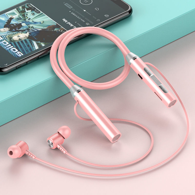 Neck-mounted Bluetooth headset 5.0 running sports stereo headset magnetic wireless headset with card