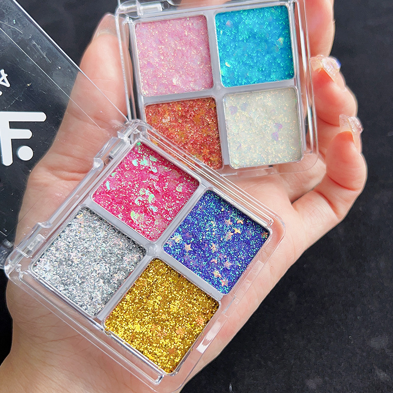 Four-color sequin eye shadow Super Flash children stage makeup show special makeup shiny gel glitter powder eye makeup patch