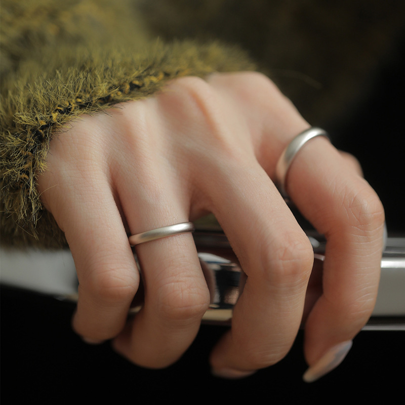 Fog Surface Frosted Plain Ring Adjustable Ring Women's Simple Style Niche Design Advanced Sense Couple's Ring 2023 New Style_voghion.com