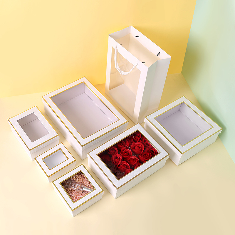 Wholesale universal window cover box square transparent window birthday gift box gift box empty box