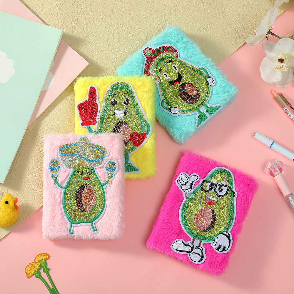 New cartoon plush notebook children's cute avocado expression diary girl's birthday gift Hand Book