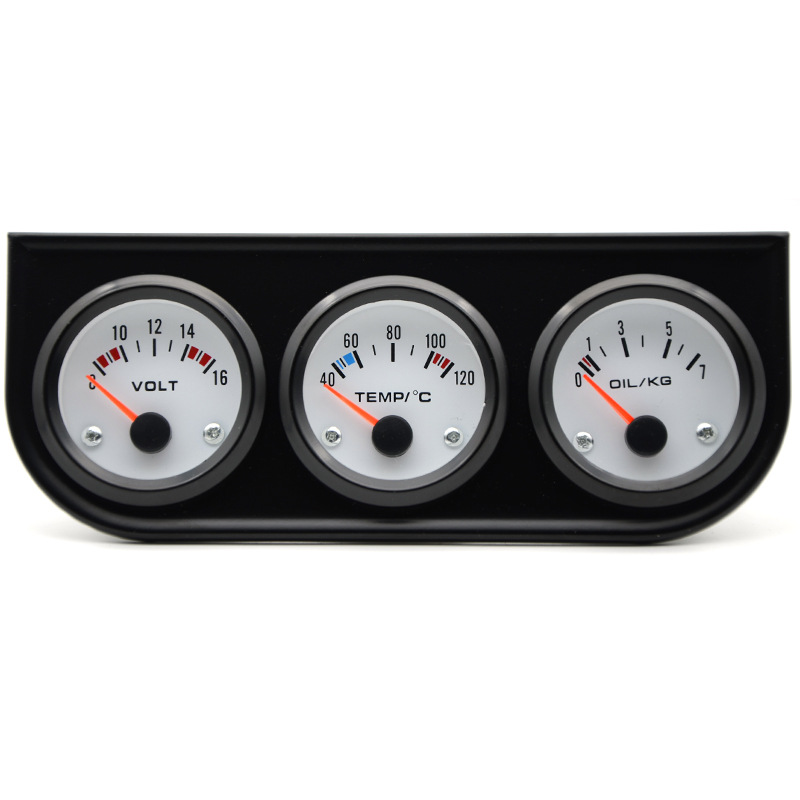 Cross-border hot sale 2-inch 52MM modified car instrument White triple meter combination voltage water temperature C oil pressure KG