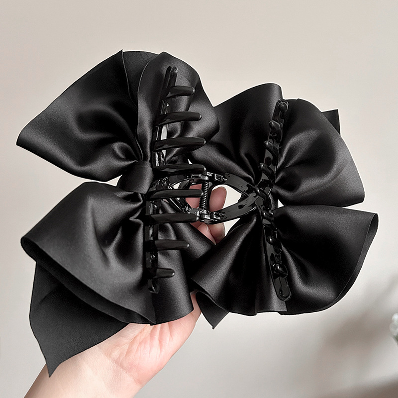 Escape Princess Headwear ~ Fermaglio per capelli con fiocco grande in raso, fermaglio per capelli con squalo, fermaglio per capelli coreano_voghion.com