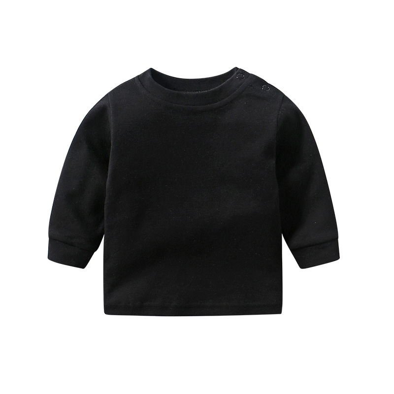 Baby tops men's and women's baby shoulder buckle long-sleeved T-shirt spring and autumn bottoming shirt tops girls' cotton for 0-3 years old