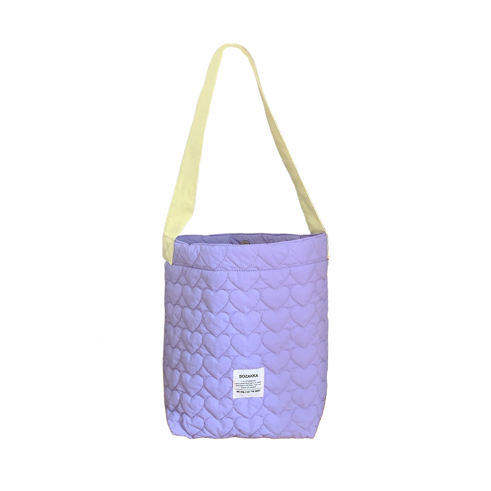 38241 ins new contrast color shoulder bag student female practical large capacity mummy bag quilted shoulder bag female_voghion.com