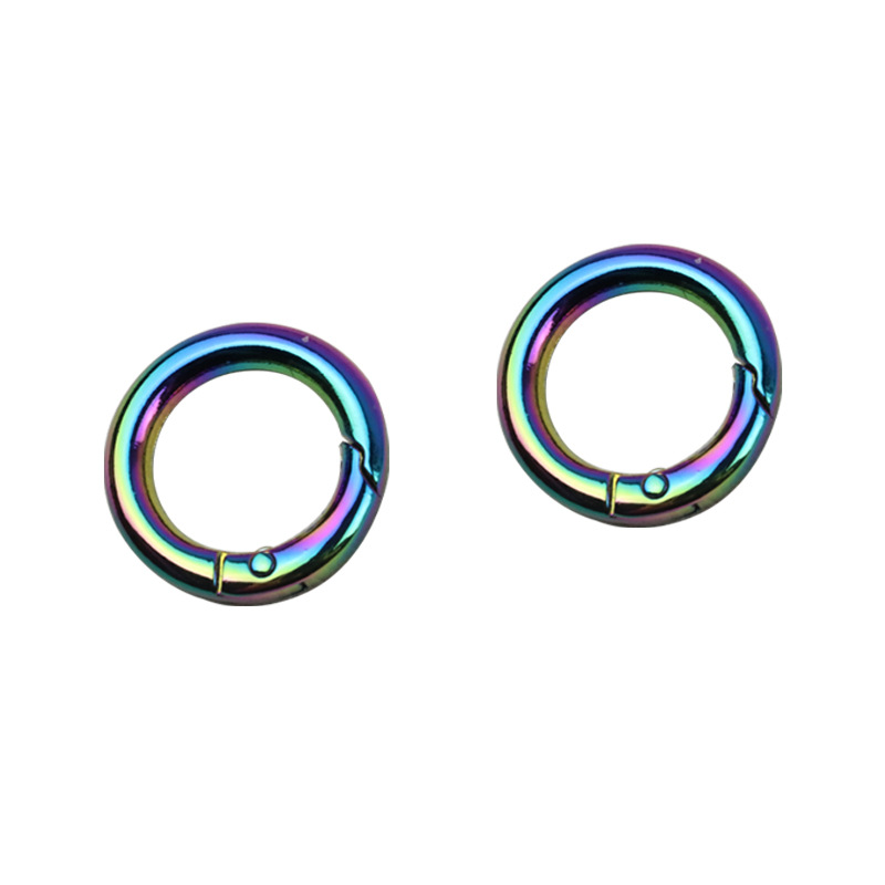Zinc alloy hanging color plated gold Spring ring 19mm bag with chain opening ring seven color circle spring buckle