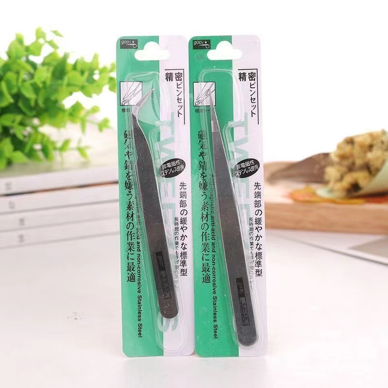 TS Tweezers Stainless steel tweezers 0.8mm handmade DIY electronic repair eyelash grafting straight elbow blister packaging