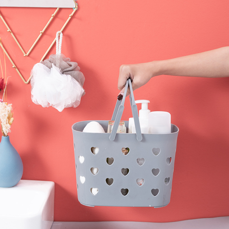 Huis Portable Plastic Bath Basket Bath Basket Toiletries Dormitory Storage Basket Bathroom Bath Blue