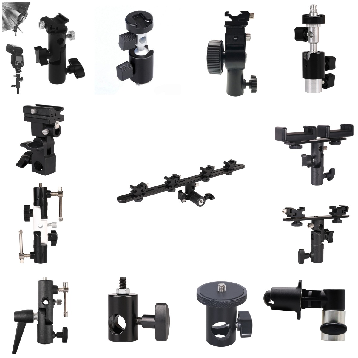 Camera flash lamp base with umbrella hole can be connected with soft umbrella tripod conversion connector EBCDH type hot shoe lamp holder
