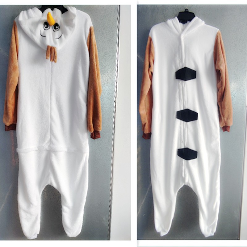 Cross-border Mixed Batch Xuebao Cartoon Conjoined Pajamas Autumn and Winter Flannel Snowman Same Style Couple Funny Pajamas Home Clothes
