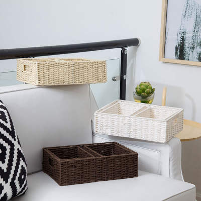 Rattan Desktop Storage Box Woven Fabric Toy Sundries Cotton and Linen Basket Cosmetics Snack Storage Box Rattan Grass Basket