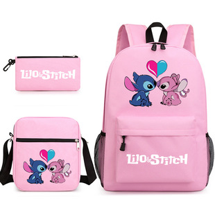 Sticky Three-Piece Schoolbag Casual Backpack for Men and Women Students Backpack Printed Large Capacity Outdoor Backpack