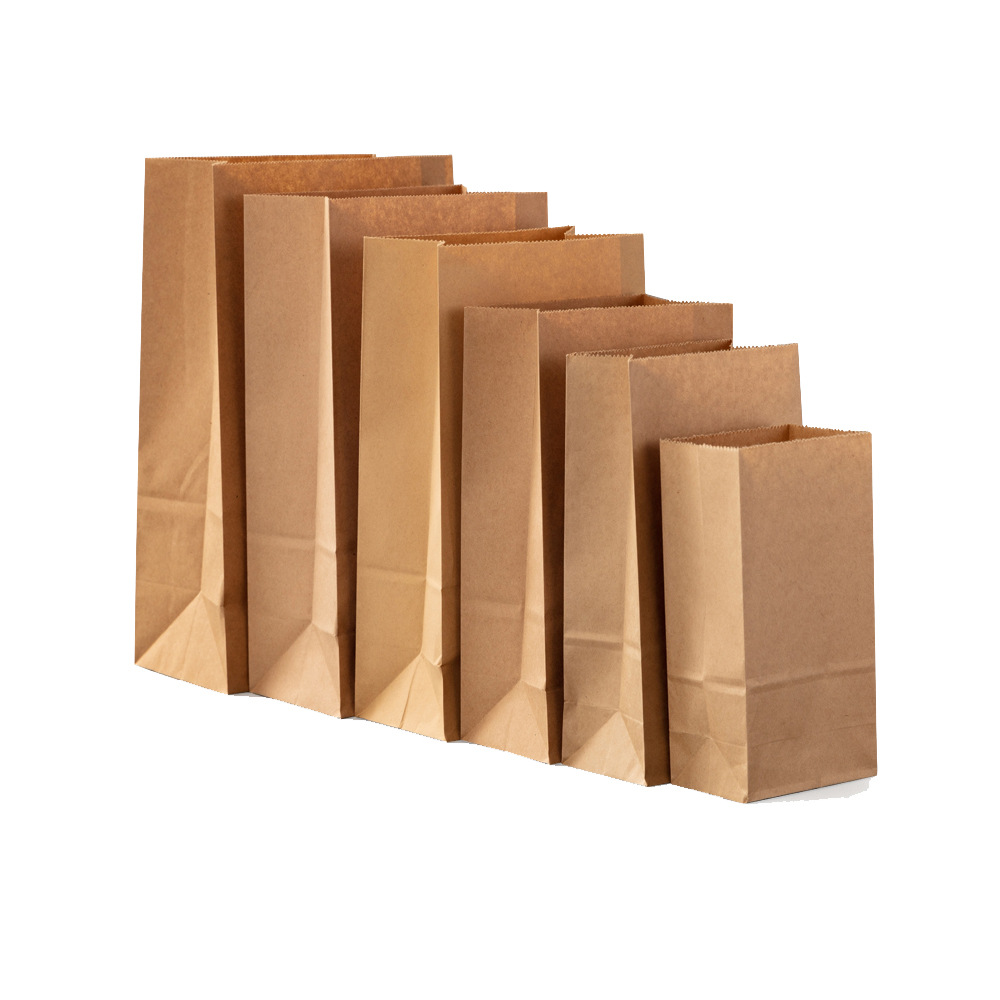 Spot kraft paper bag square bottom bag through plate plus printing oil-proof bread packaging bag disposable take-out packaging paper bag