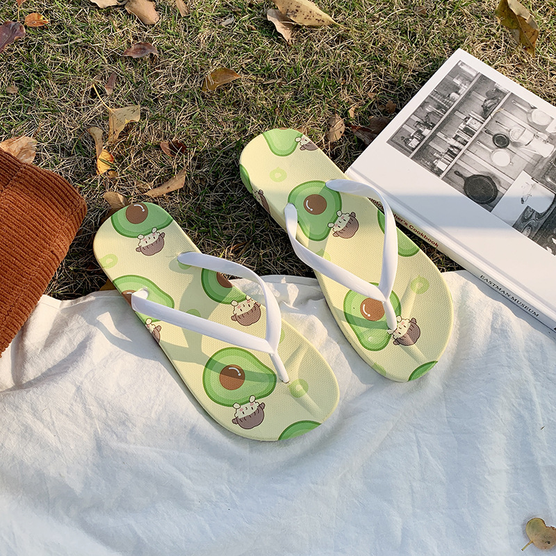 Flip-flops Women's Summer Casual Outerwear Simple Fruit Cartoon Lightweight Soft Bottom Flip-flops Beach Sandals