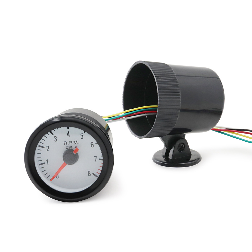 Cross-border hot 2-inch 52mm blue light black circle car tachometer 0-8000rpm suitable for 1-8 cylinder