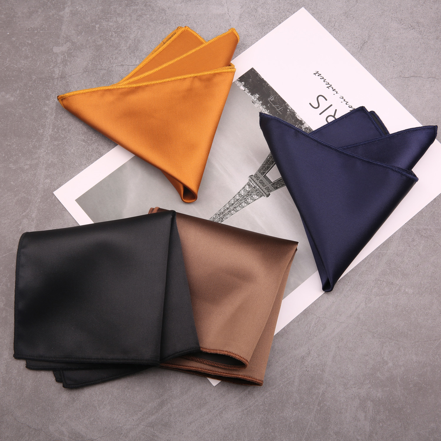 Men's Small Square Square Suit Pocket Square Dress Breast Square Solid Color Suit Wedding Black Wine Red Milk White Coffee