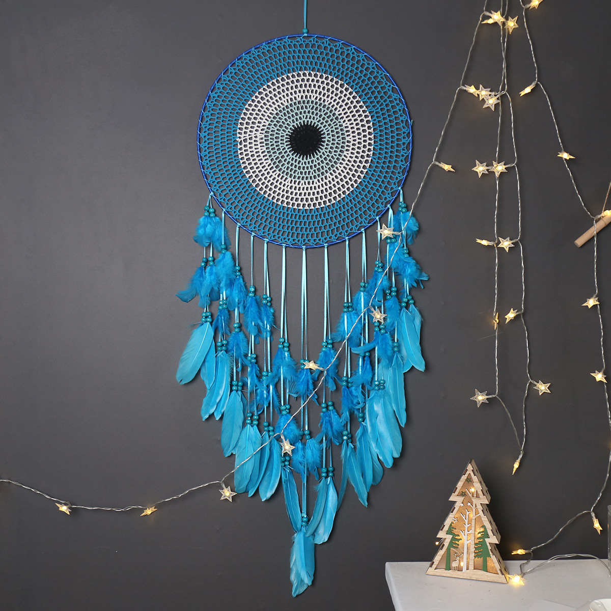 Nordic Wind Dream Catcher Hand-woven Creative Crochet Dream Catcher Indoor Home Air Decoration Wind Chimes Pendant