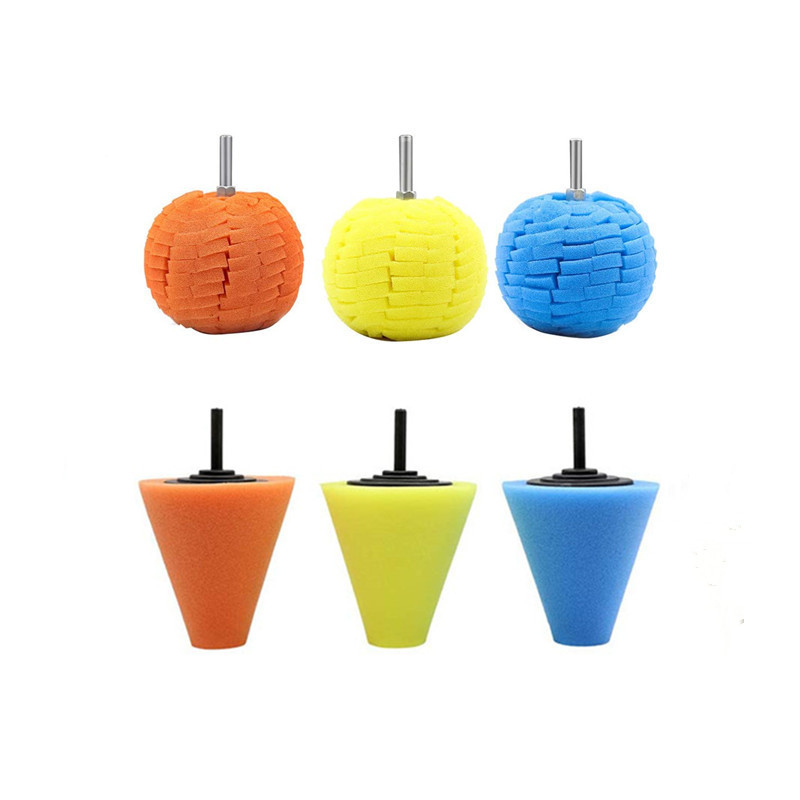 Wholesale car beauty details scratch polishing cone sponge polishing wheel hub Mesh sponge brush handle diameter 6mm