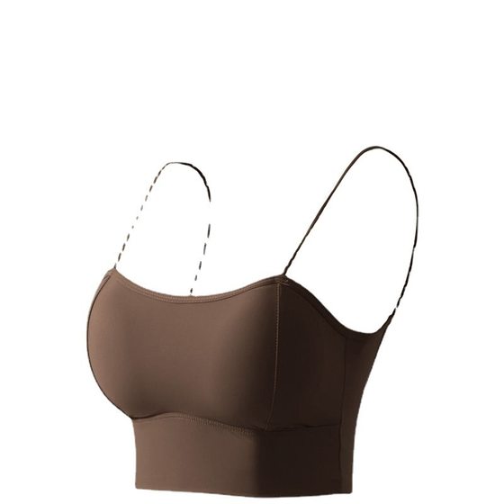Ice silk seamless beautiful back underwear thick coaster small chest big camisole women's bottoming tube top summer