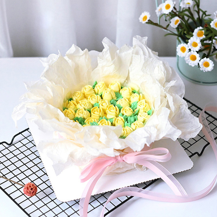 ソリッドカラーのシンプルな純粋な純度の花の花束包装紙生花材料用リンゴ型花屋包装紙|undefined