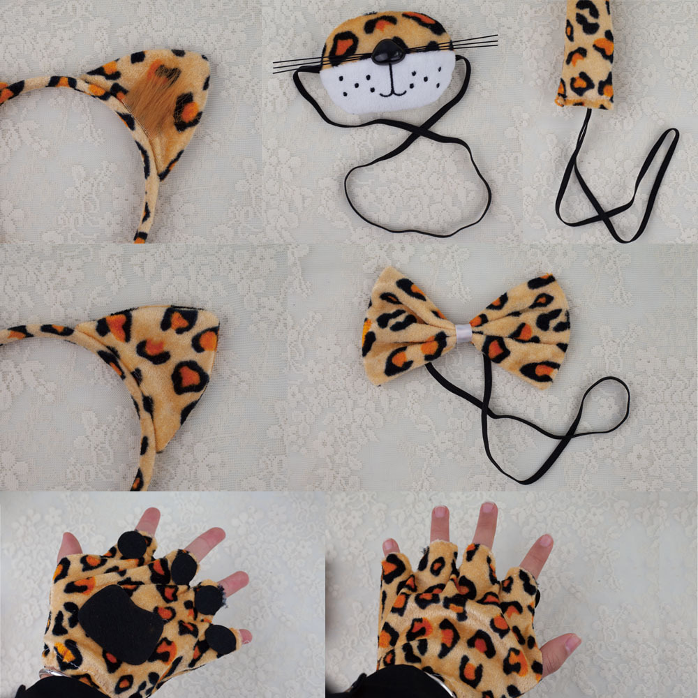 Cross-border New Halloween Animal Headband Leopard Ear Performance suit Cartoon Cute Funny Nose Headwear