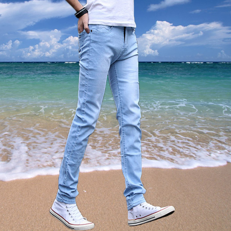Korean version of summer thin men's jeans loose feet youth leisure trend stretch casual long pants wholesale