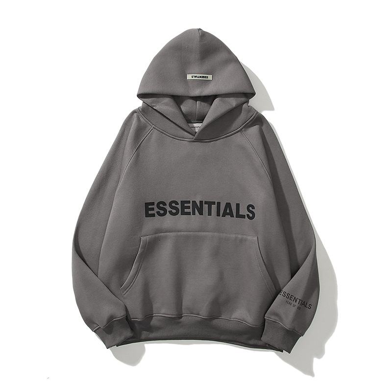 European and American Street Brand ESSENTIALS Reflective Stereo Letter oversize Hoodie for Men and Women Couple Velvet Sweater
