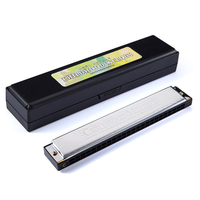 Factory direct sale 24 hole metal c-tone polyphony harmonica children's harmonica student beginner adult musical instrument