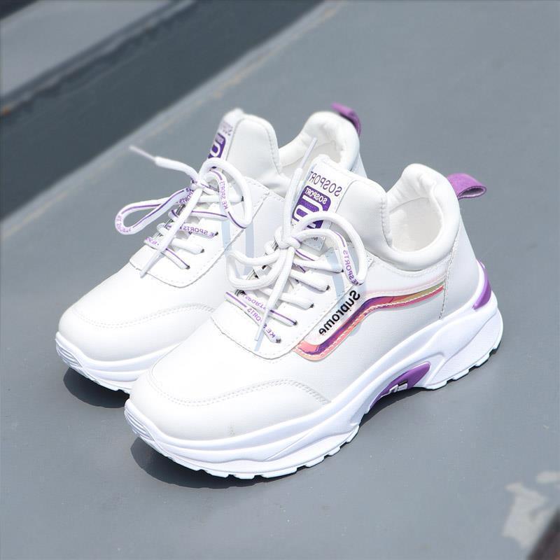 Women's Sneakers Sequin White Shoes Women's 2020 Spring and Autumn Breathable New Korean Style Height-increasing Travel Shoes Flat Running Shoes