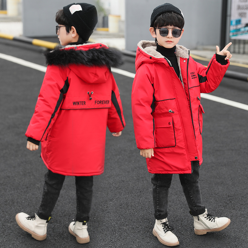 Children's clothing Boys' winter down cotton-padded coat 2023 children's mid-length cotton-padded coat children's thickened boys' cotton-padded coat