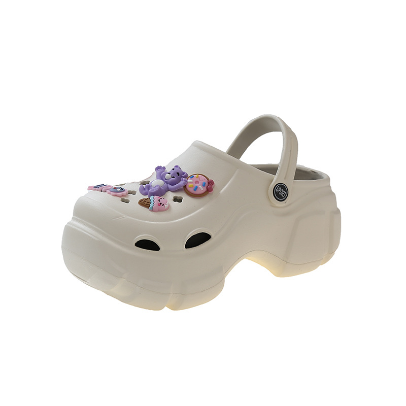 2023 Hole Shoes Women's Thick-soled Non-slip New Style Baotou Half Slippers Women's Outer Wear Comfortable Soft-soled Beach Sandals