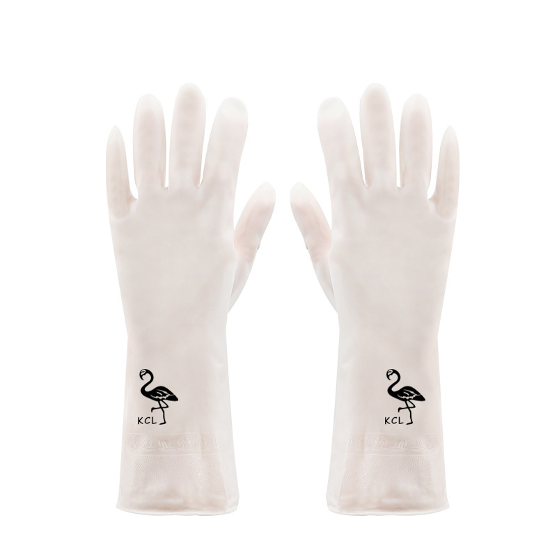 Kitchen dishwashing gloves women's white waterproof mop laundry gloves household cleaning gloves plastic rubber gloves