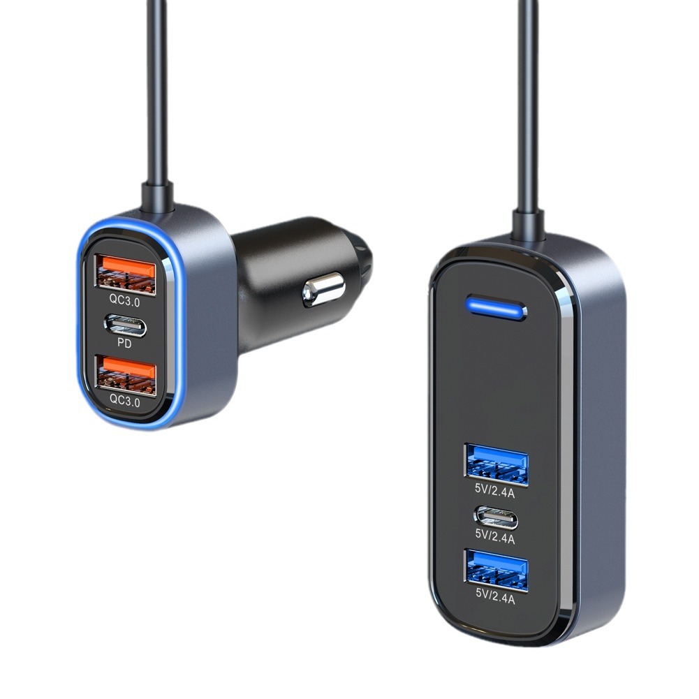 Car charger super fast charging one drag six front and rear seats multi-port output charging car charger fast charging manufacturers