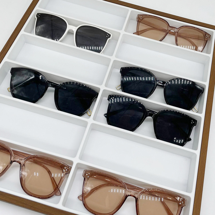 Black walnut grain wood 12 glasses sales display plate 12 grid sunglasses sunglasses display sales plate