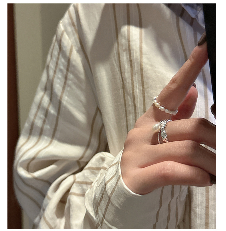 Anello in argento sterling S925 con perla alla moda, design di nicchia, anello retrò IN vento_voghion.com