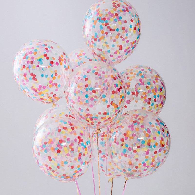 Cross-border wholesale 12-inch shiny balloon with shiny paper shreds filler for balloon, wedding room decoration, party transparent balloon