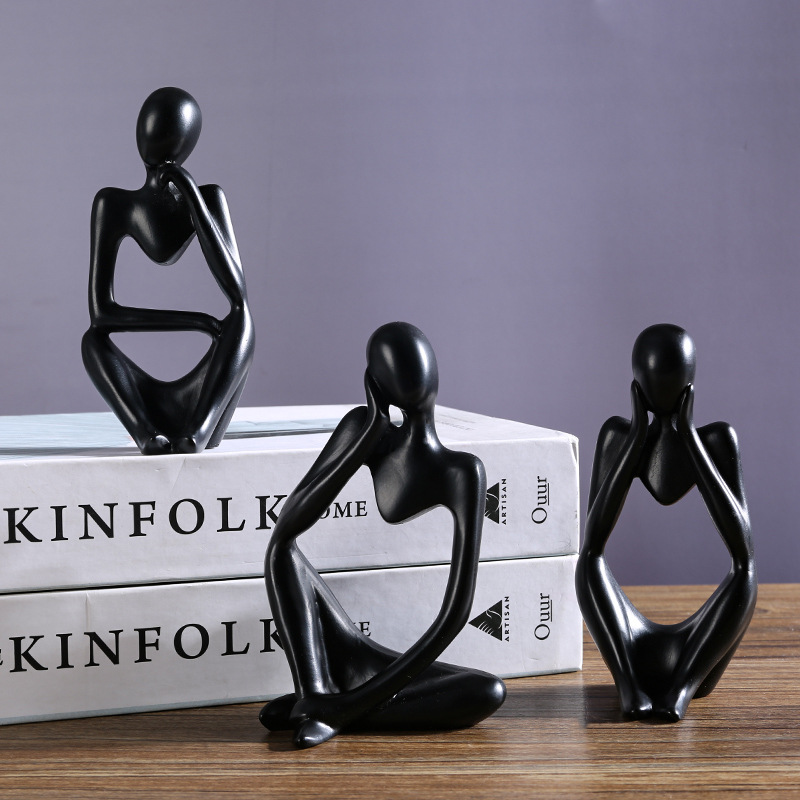 Nordic style left and right thinking character abstract resin crafts decoration office model room decoration wholesale