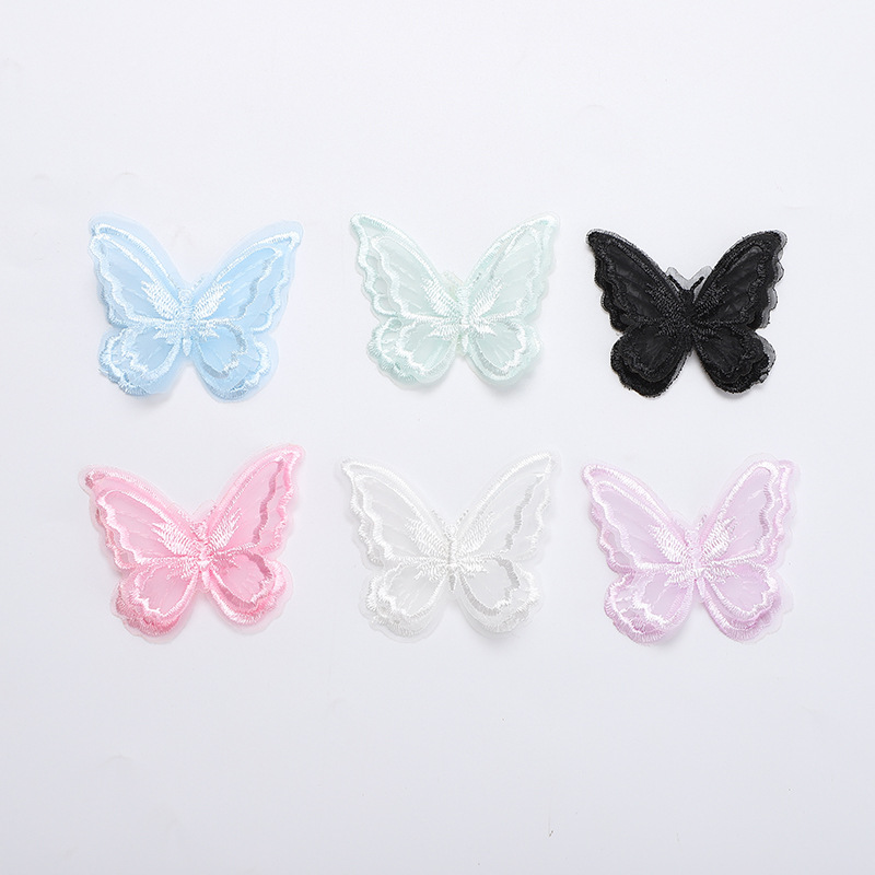 Double Embroidered Mesh Lace Butterfly Flower DIY Hanfu Wedding Dress Headwear Accessories Handmade Accessories Spot Hair