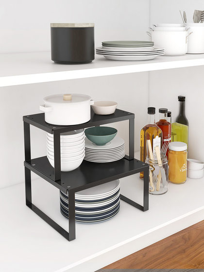 Simple Kitchen Countertop Layered Storage Rack Desktop Storage Rack Storage Cabinet Inner Partition Single Layer Pot Rack