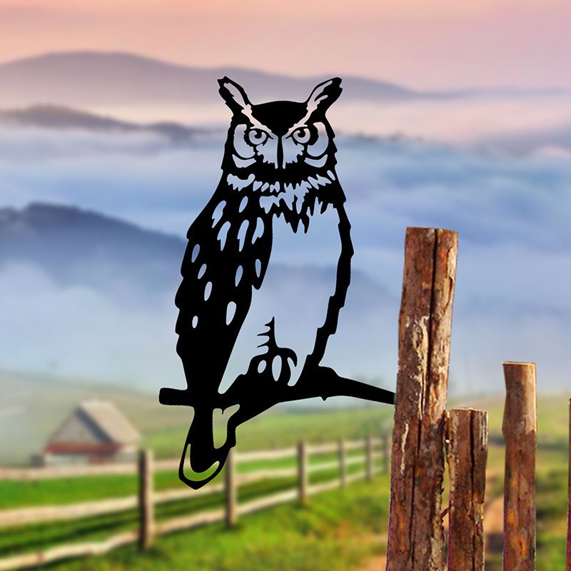 Cross-border New Metal Hollow Owl Art Card Home Outdoor Garden Wildlife Crafts Decoration