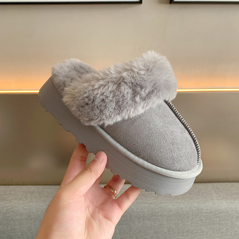 Baotou Mao Mao slippers women's outer wear 2022 new fur one thick-soled household shoes non-slip flat cotton-padded shoes_voghion.com
