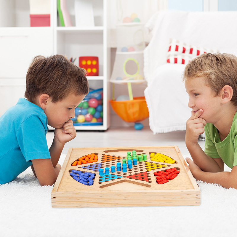 Children's wooden flying chess Snake Chess checkers multi-functional one-in-one desktop student adult educational game chess