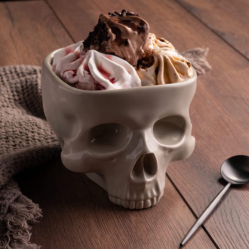 ハロウィーン人間スカルボウルスパゲッティボウルセラミック工芸品置物食器家庭料理キャンディーボウル|undefined