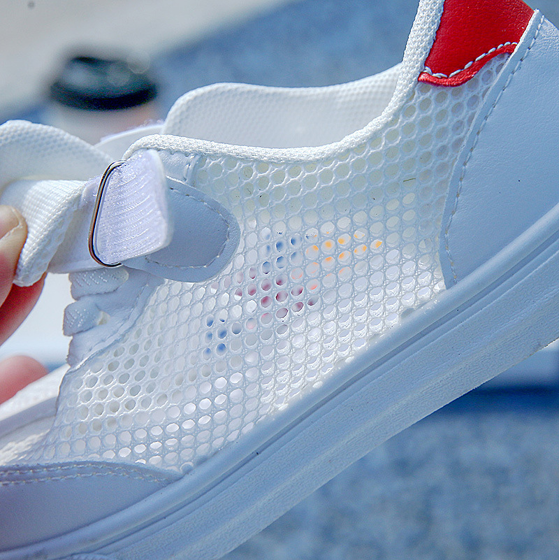 Children's net shoes 2023 new spring and summer men's and women's net surface small white shoes medium and large children's hollow student Net panel shoes tide