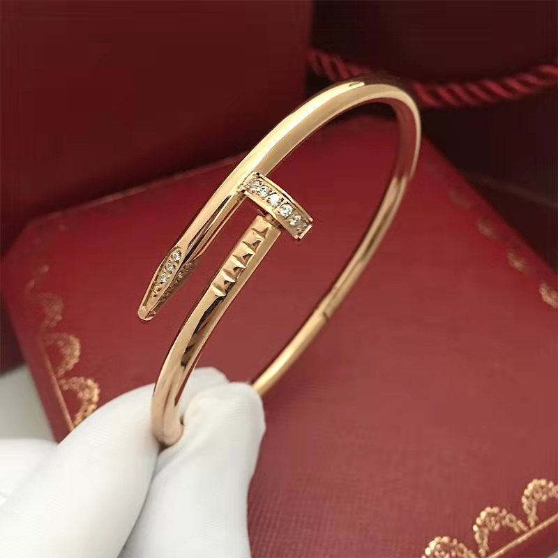 European and American hot sale simple personality men and women fashion nail bracelet cross 18K Gold Open couple bracelet factory direct sales