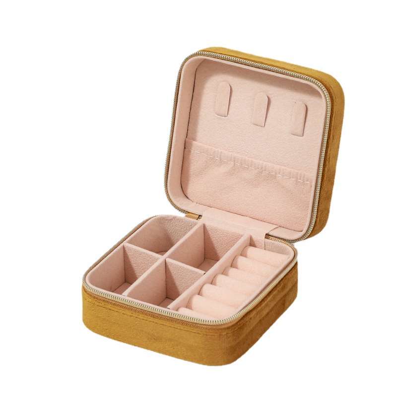 Velvet Portable Jewelry Box High-end Jewelry Packaging Jewelry Storage Box Leather Ring Earring Storage Box
