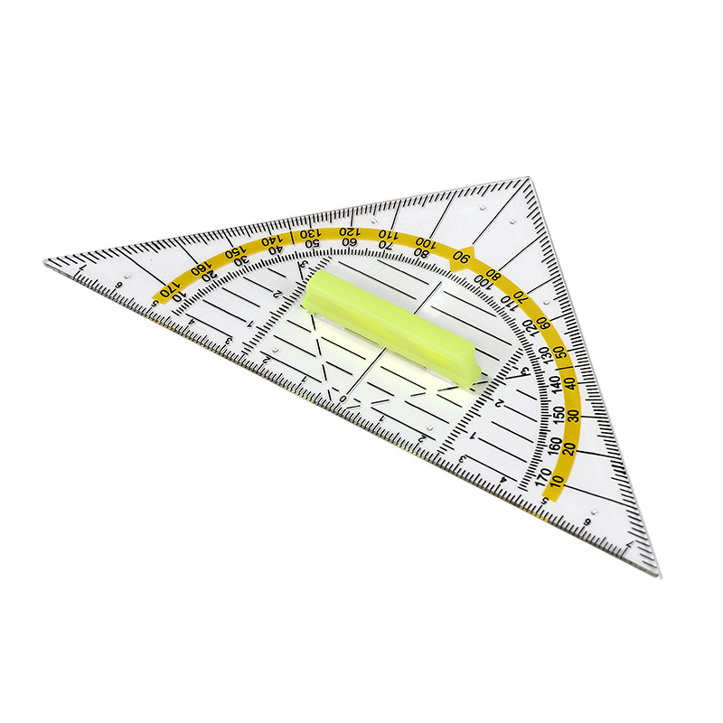 15.7 small size Plastic Transparent Multifunctional Triangle Professional Ruler for Primary School Students Large Size Triangle Ruler with Handle