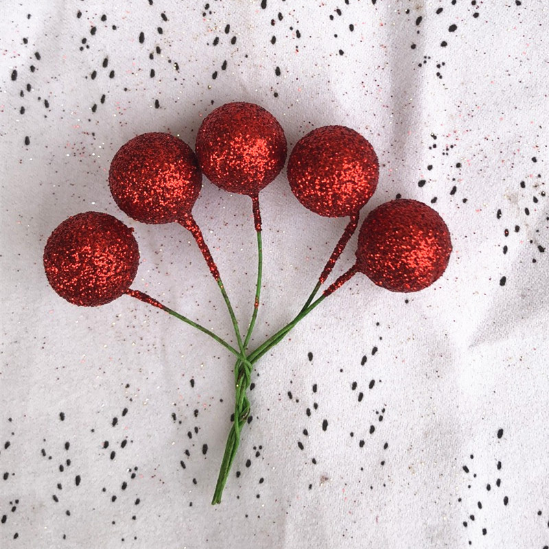 [Foam glitter pink fruit] 15mm single head simulation onion powder fruit glitter pink ball Christmas material accessories manufacturers