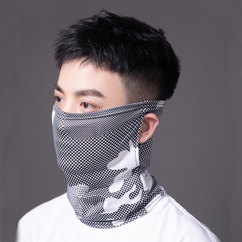 Summer Ice Silk Hanging Ear Sunscreen Mask Men's Face-Covering Outdoor Sports UV-Protection Headscarf Scarf Women's Amazon