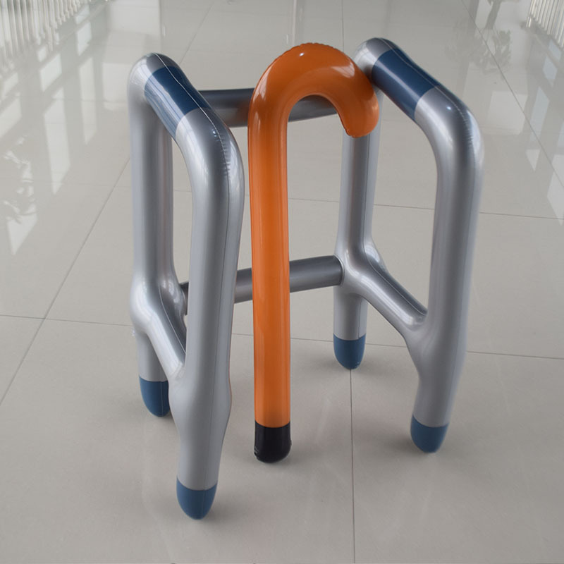 Spot wholesale inflatable walking aid disabled cross-border PVC blowing crutch props inflatable walking aid set